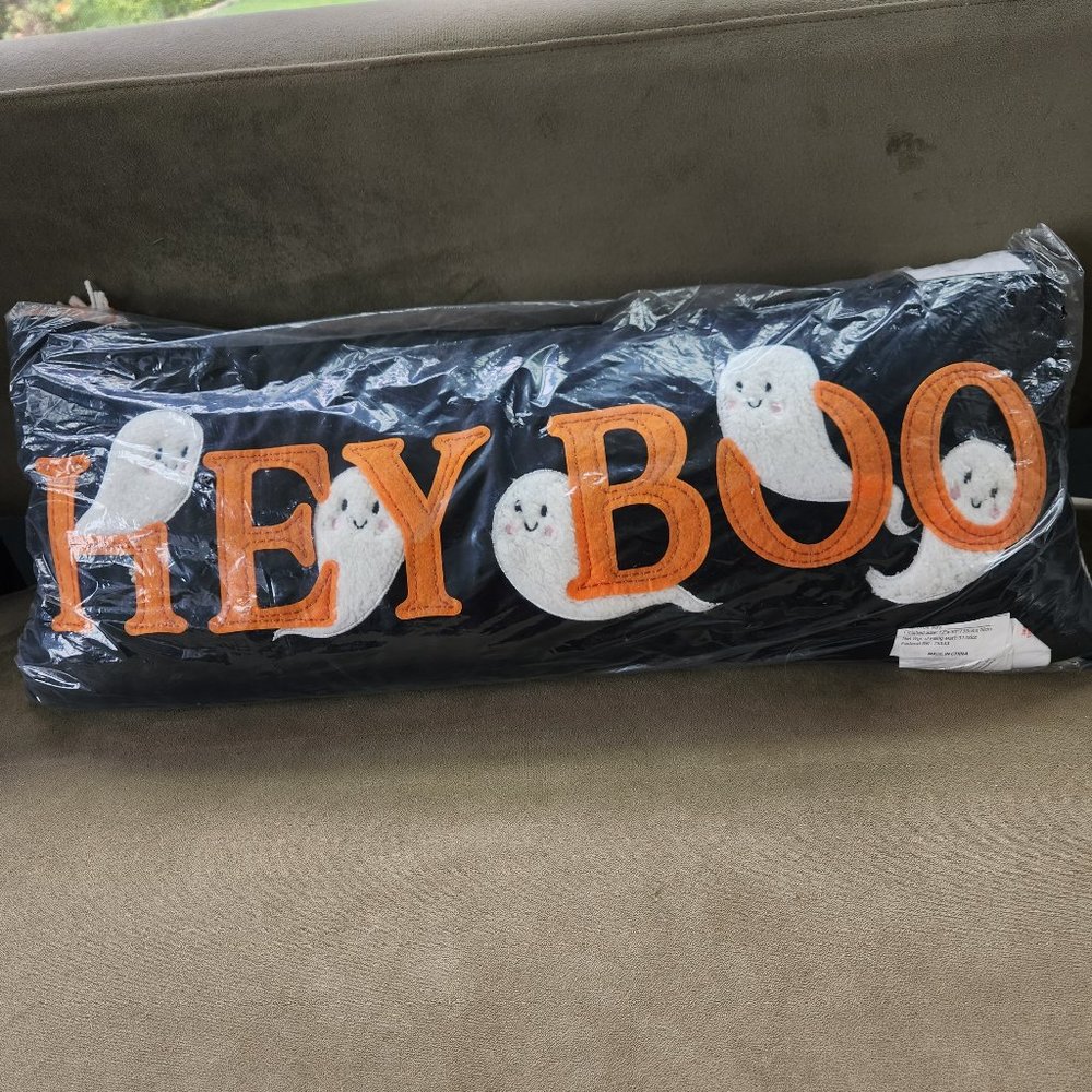 Halloween "Hey Boo" decorative pillow